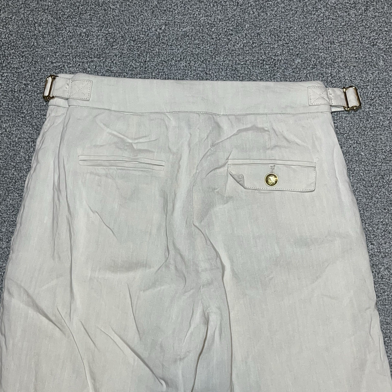 J Crew Linen Blend Mario Bellucci Pants Womens Size 2 Tan Italian Straight Leg