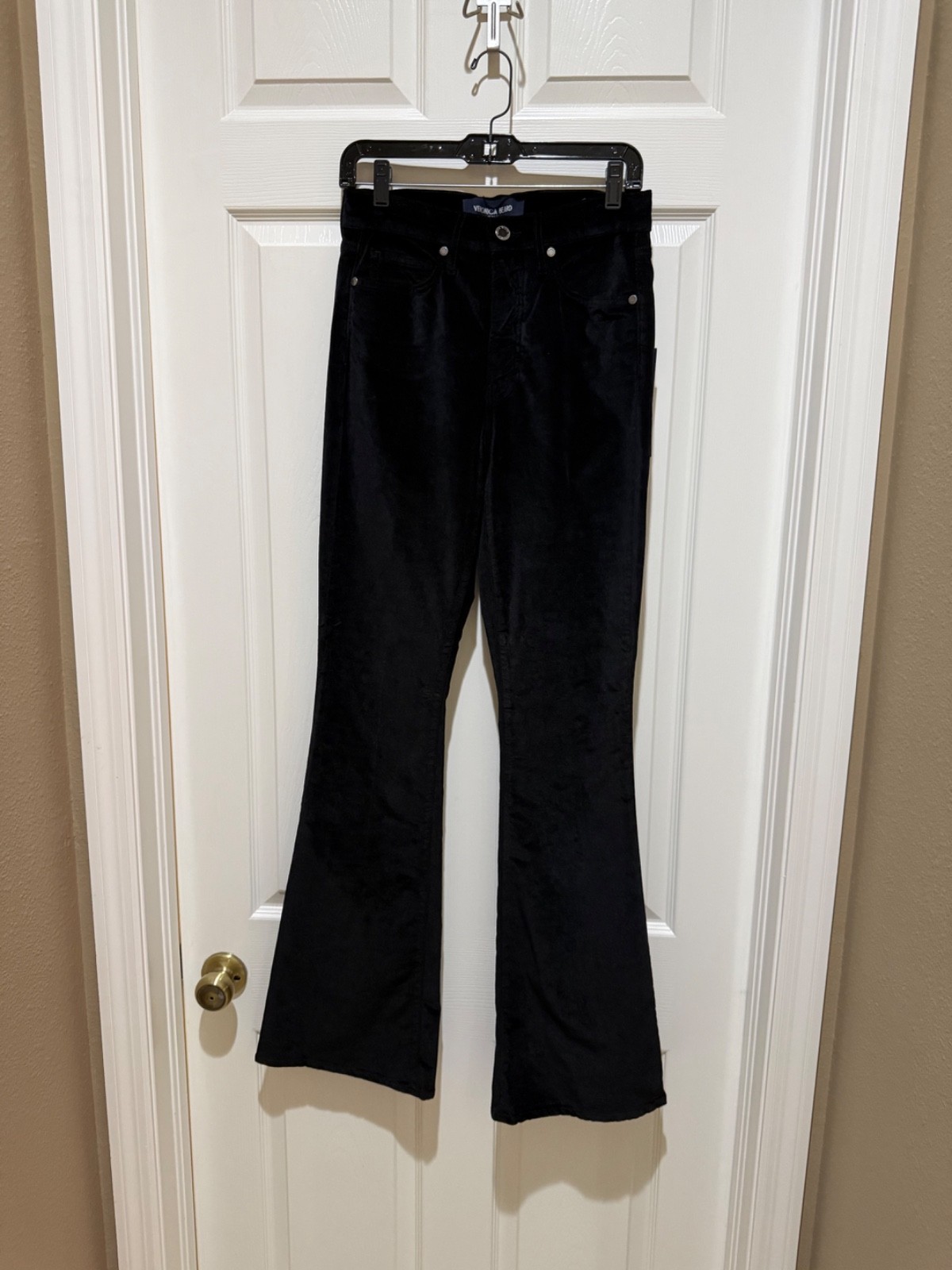 Veronica Beard Beverly Skinny Flare Black Velvet Jeans NWT SZ 29