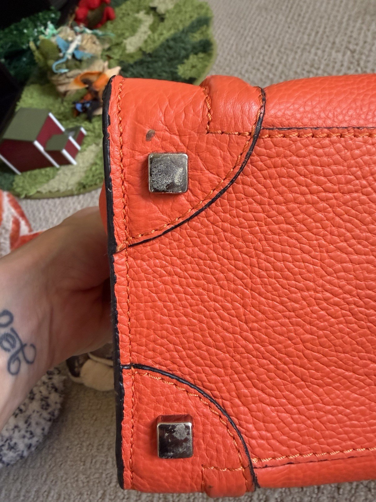 Celine Drummond Calfskin Nano Bag Orange Vermillion