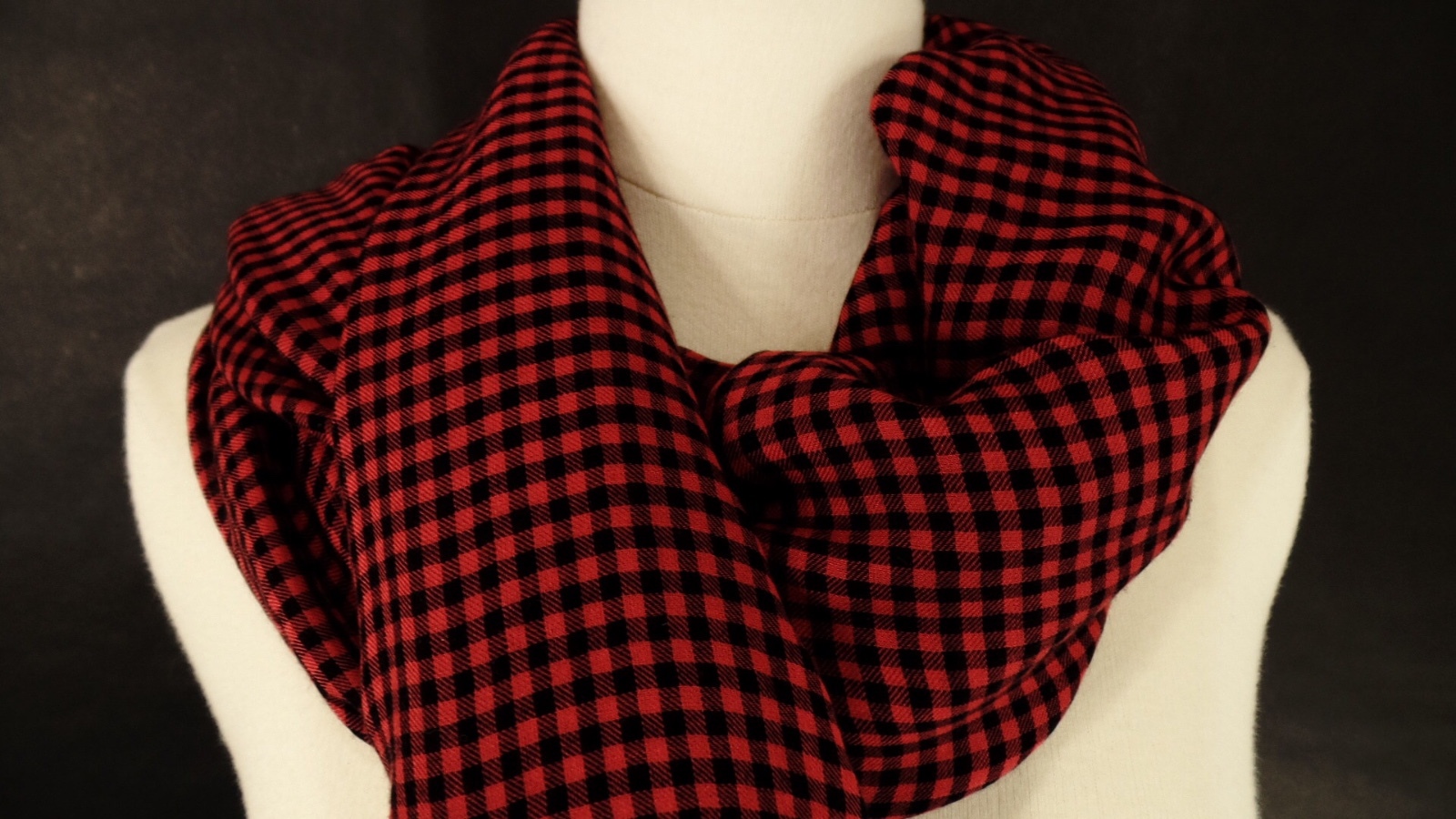 Faliero Sarti Scarf Black Red Check 78 inches by 60 inches