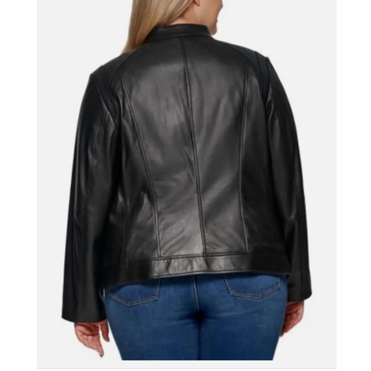 COLE HAAN Women’s Plus Stand-Collar Lambskin Leather Moto Sz 3x Sz 22w/24w NWT