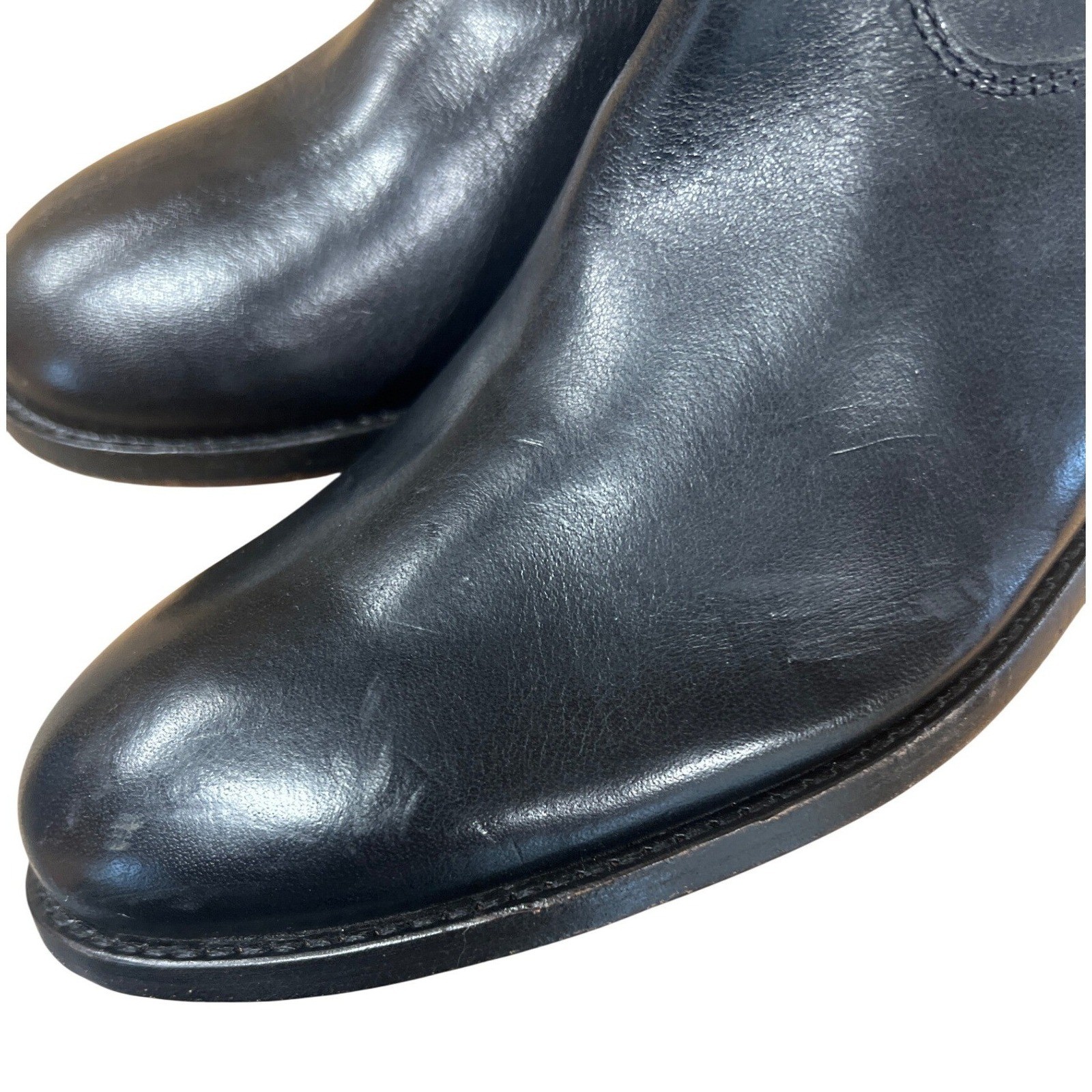 Frye Melissa Button Black Leather Tall Riding Boots Womens 6B 3475447-BLK