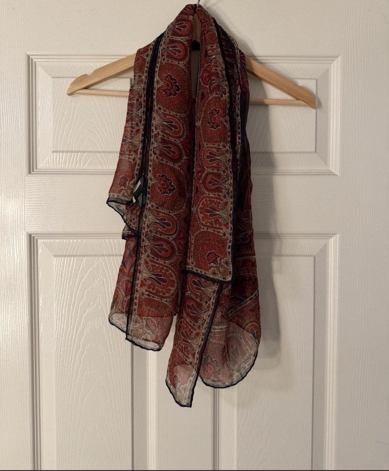 Dana Buchman Large Square Scarf 40×40 Black Brown Floral Border Print