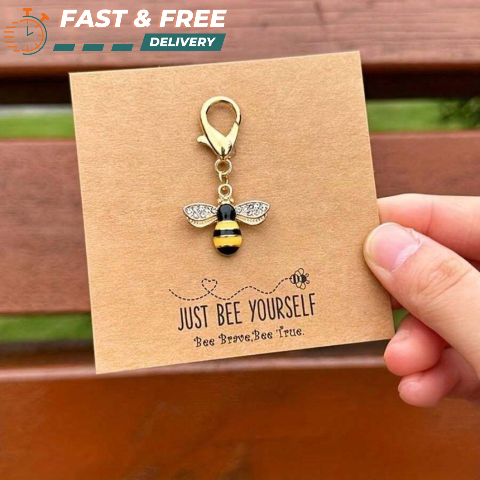Bee Keychain “Just Bee Yourself” Cheer Up Card Motivational Cute Friendship Gift