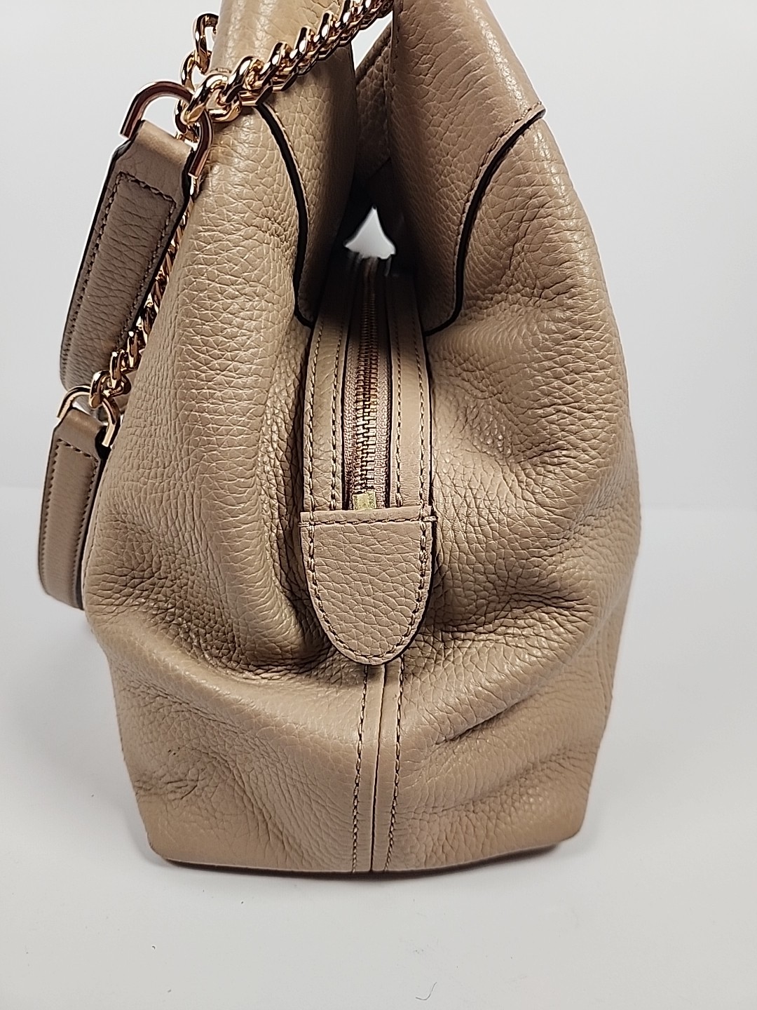 Michael Kors Jet Set Large Chain Shoulder Bag Bisque Pebbled Leather 35T9GTTE7L
