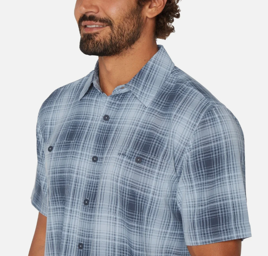 Orvis Men’s Short Sleeve Woven Tech Shirt Blue Size XL