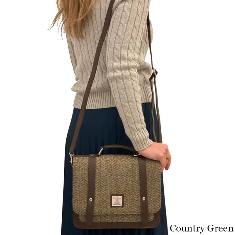 Maccessori Harris Tweed & Vegan Leather Messenger Bag Adjustable Cross Strap