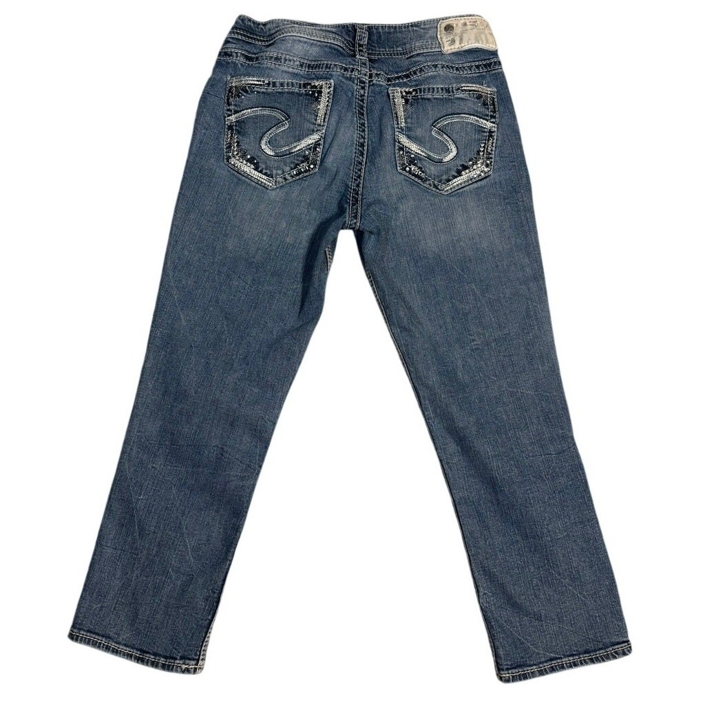 Silver Jeans Suki Low Capri Super Stretch Womens 28×22 Medium Wash Denim