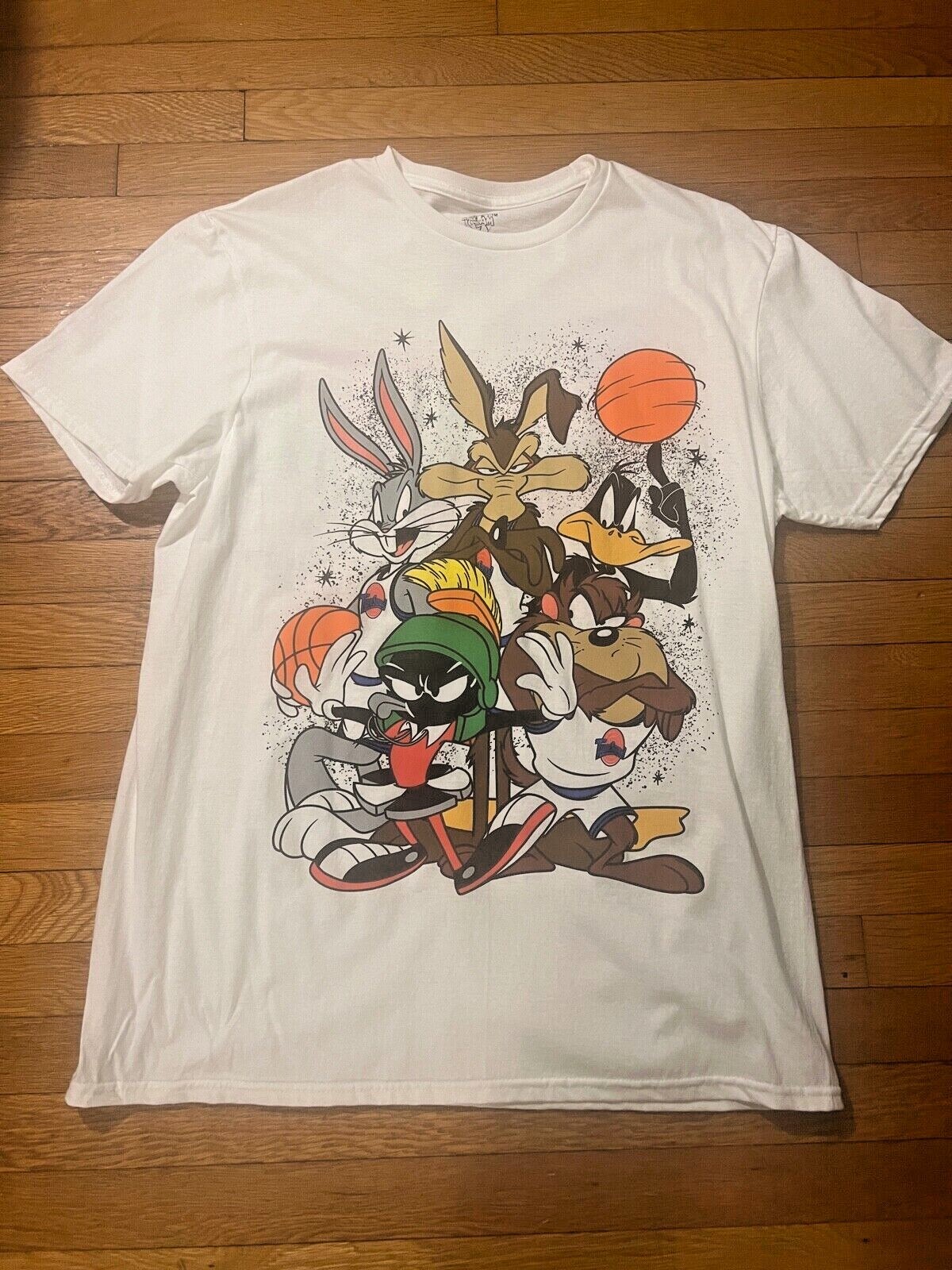 Space Jam All Over Graphic Print T-Shirt Shirt Tee Men 90’s Looney Tunes Movie