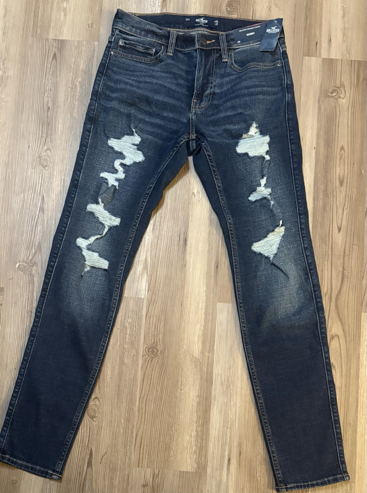 Hollister Men’s Advanced Stretch Skinny Jeans Distressed Size 29 X 32 NWT