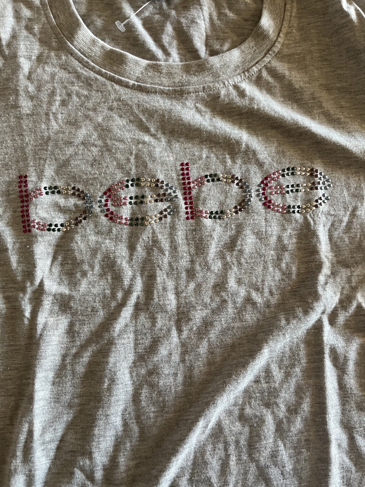 BEBE SPORT Gray Nailhead Boxy Tee NWT MSRP $39 M