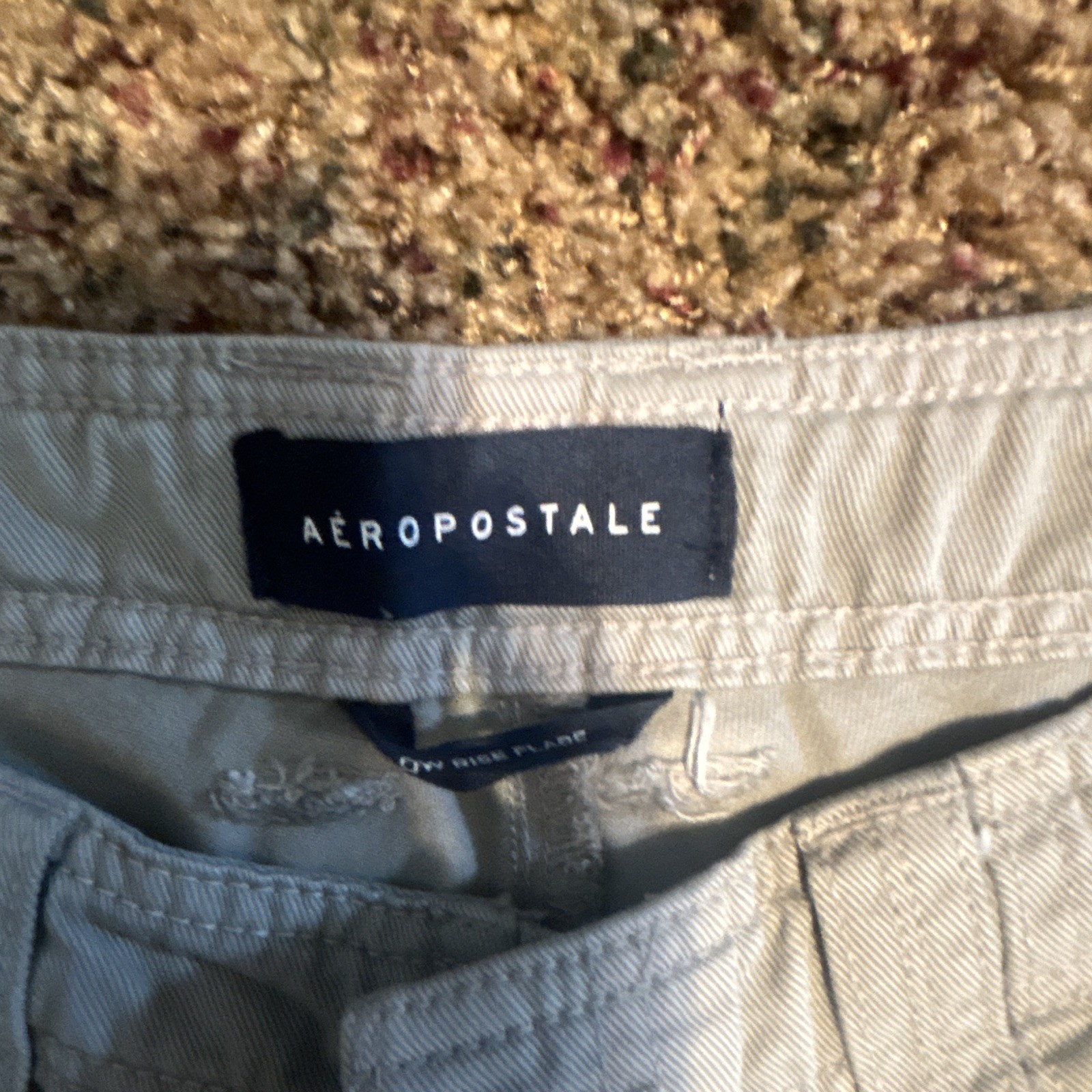 Aeropostale Women’s greenish/grayish solid Flared Pants Cotton Lyocell Regular