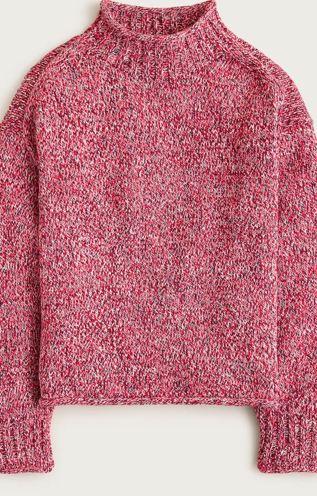 NWOT J.Crew 2025 Marled Rollneck™ Sweater in Red Navy Ivory Small CN250 $98