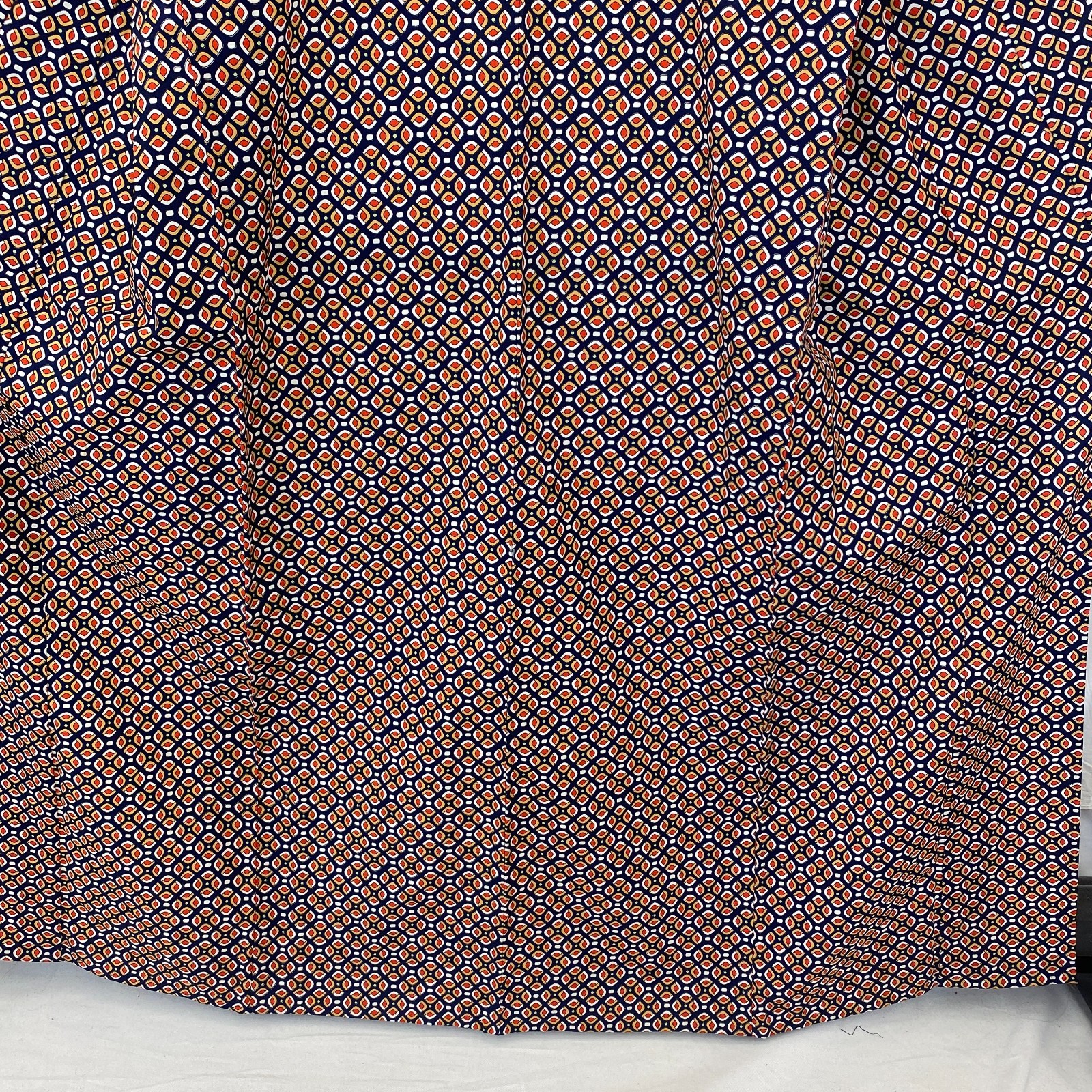 Japanese Vintage Kimono Polyester Navy No Lining Komon Traditional Length 63 in