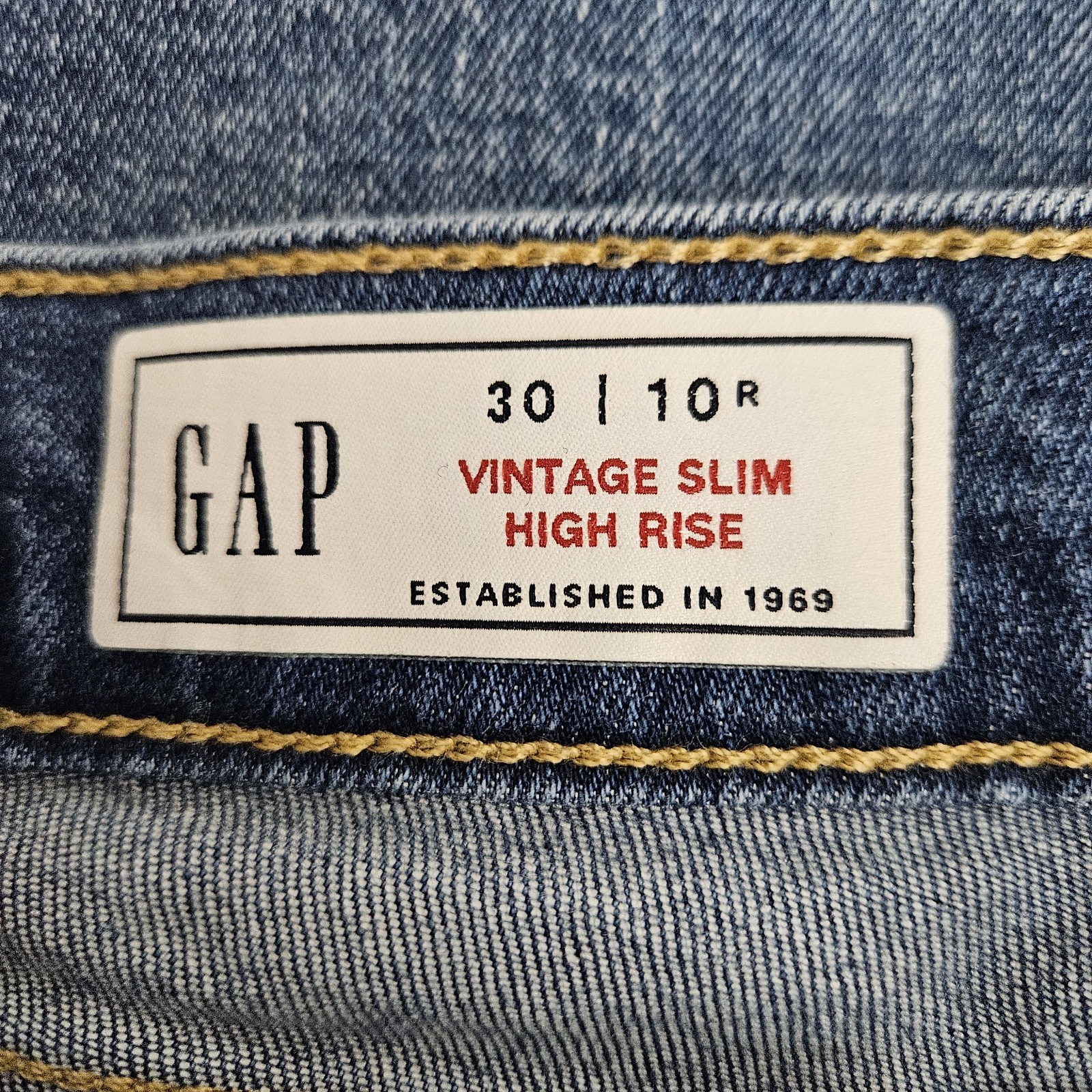 GAP Vintage Slim Straight Leg Jeans High Rise Medium Wash Denim Womens 10