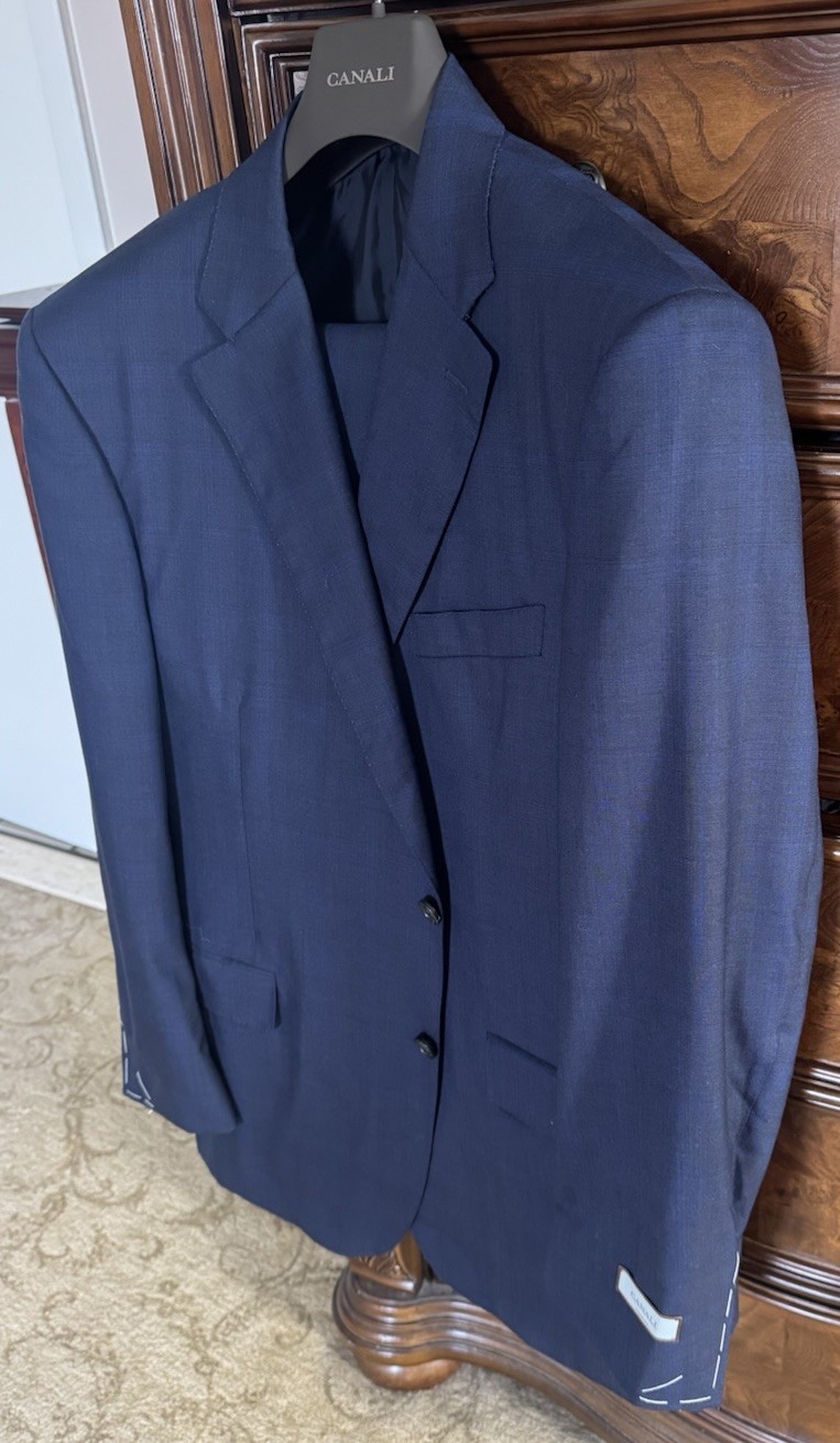 CANALI Dark Navy Windowpane Check Suit Super 160’s EU 58/US 46R MSRP $2495