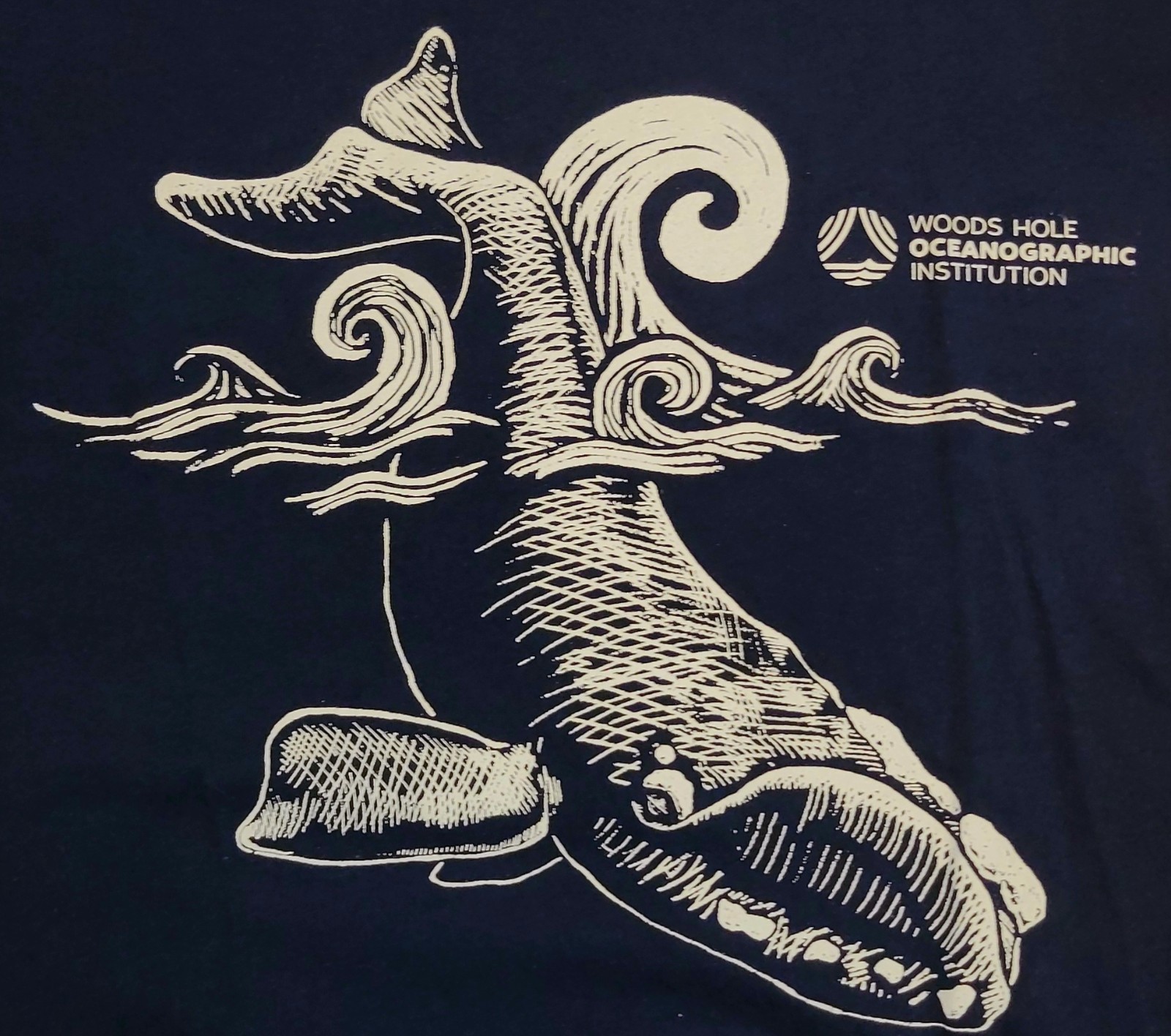 WHOI Woods Hole Oceanographic Institute Right Whale t-shirt blue unisex size S