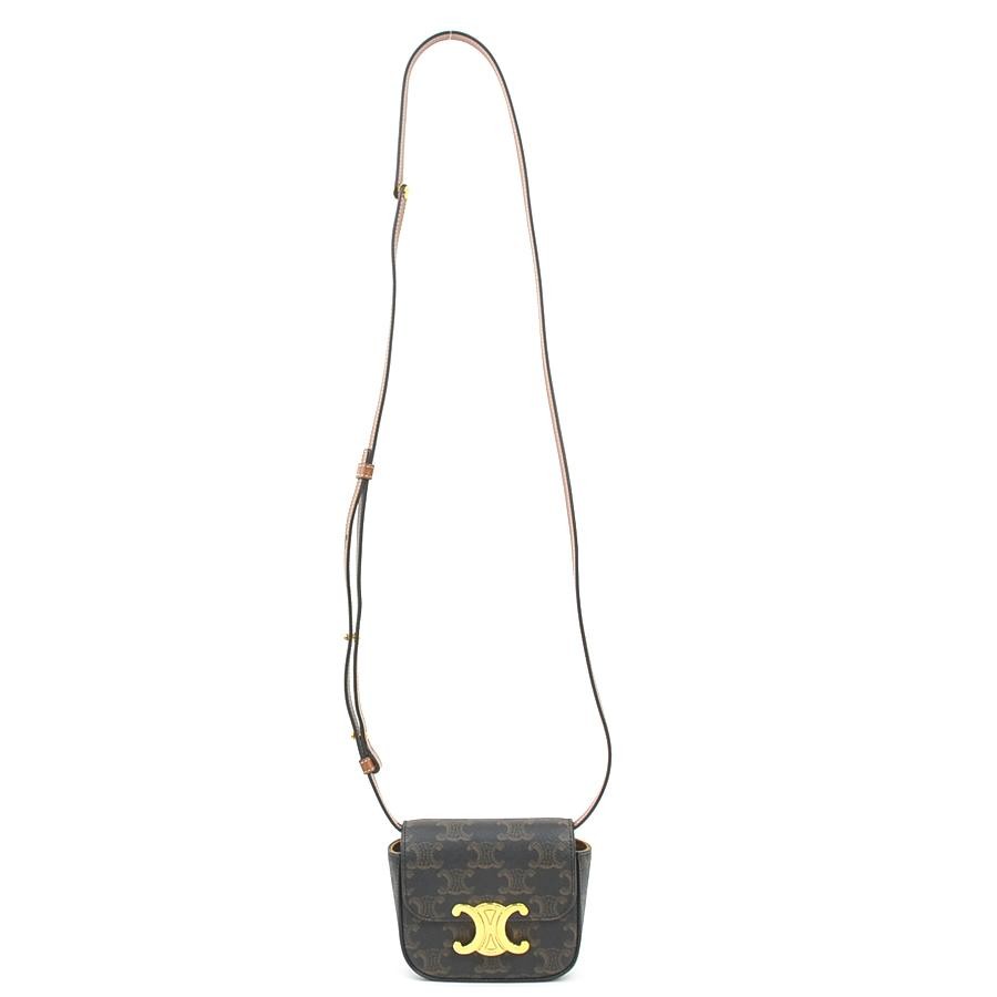 CELINE Bag: Triomphe Mini Claude Brown W11H10D4cm w/dust bag;