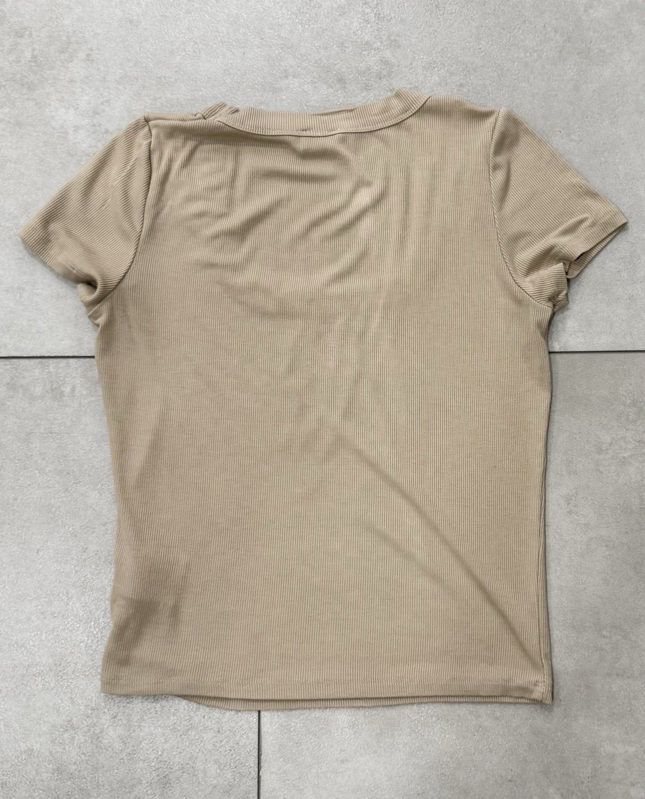 Cotton On Ribbed Scoop Neck Short Sleeve Top Beige Size Medium