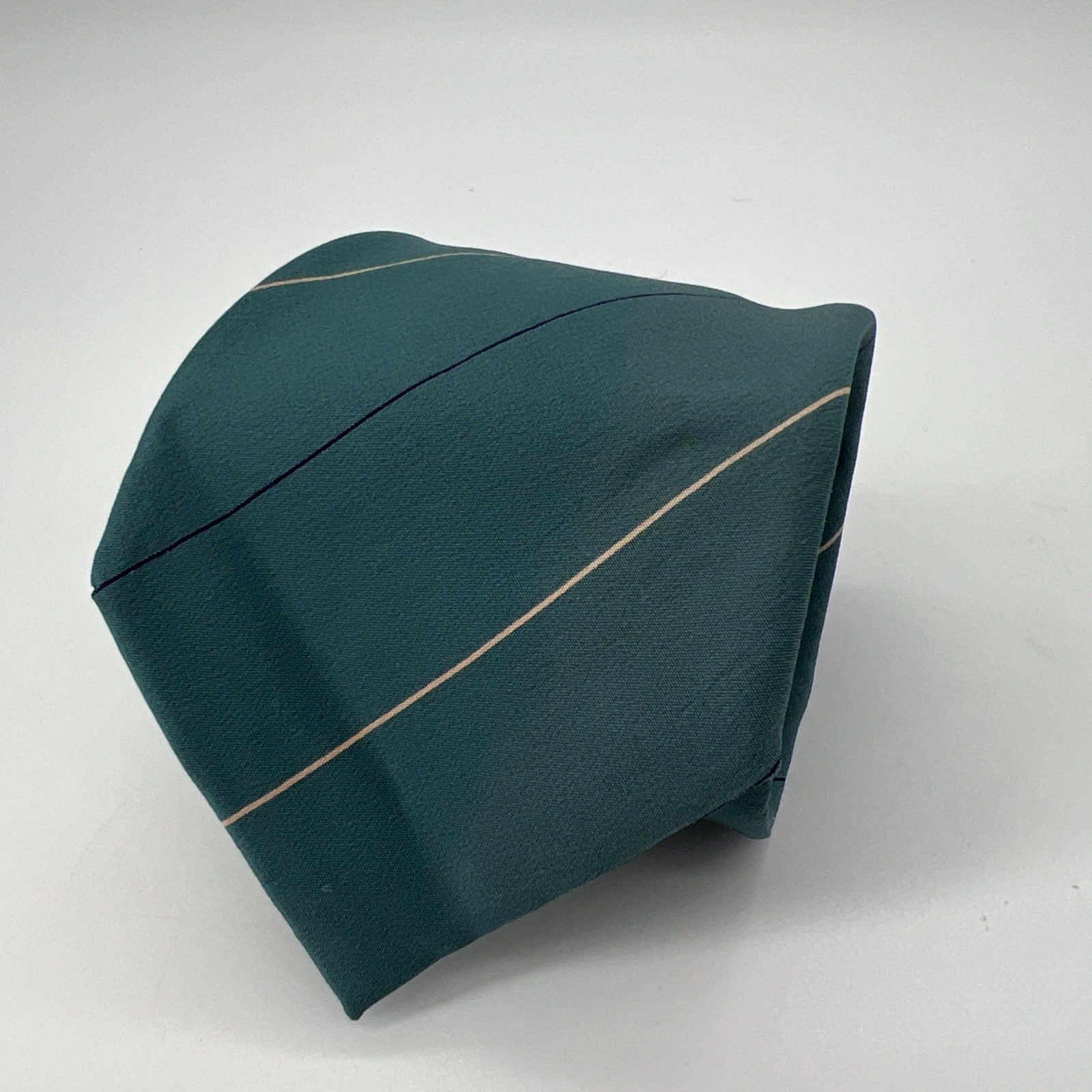 Ermenegildo Zegna 100% Silk Tie Green Striped 58.5 x 3.25″ Made In Italy