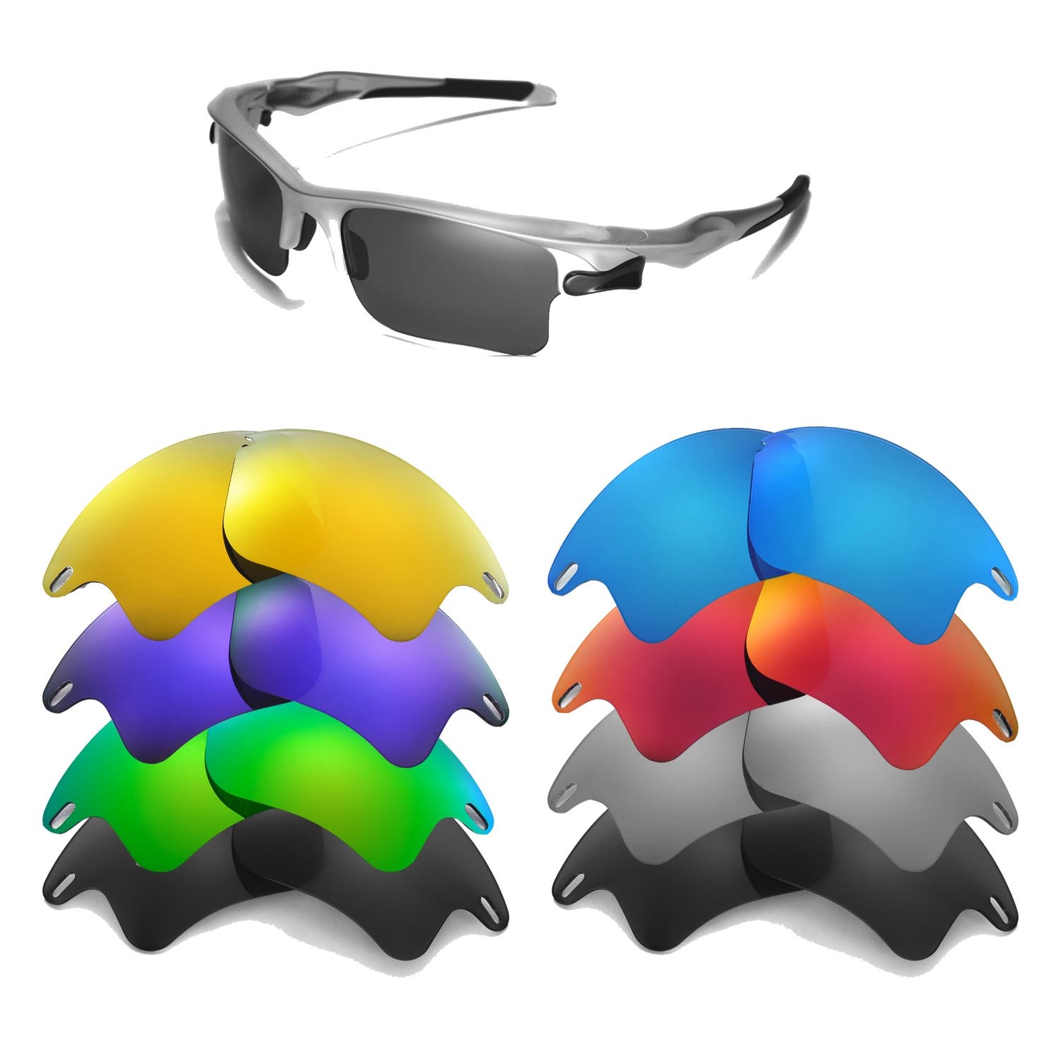 Walleva Replacement Lenses for Oakley Fast Jacket XL Sunglasses-Multiple Options