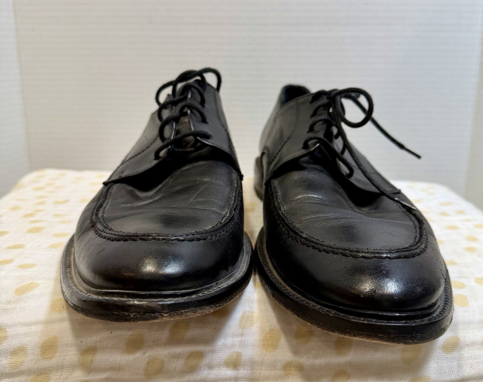 Men’s Soft Feel Black Leather Dress Shoes EU 44 (approx. US 11) Made In Italy.
