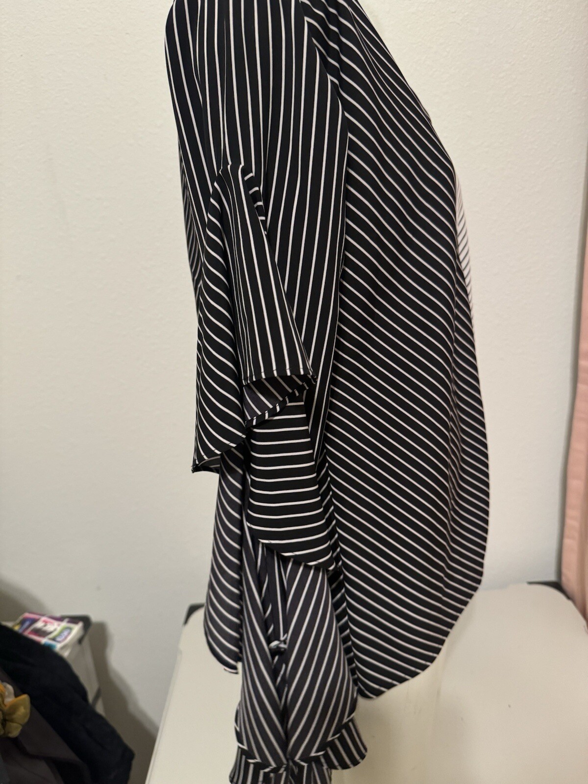 New Robert Rodriguez Womens Boat Neck Op Art Striped Blouse Black White 4 6
