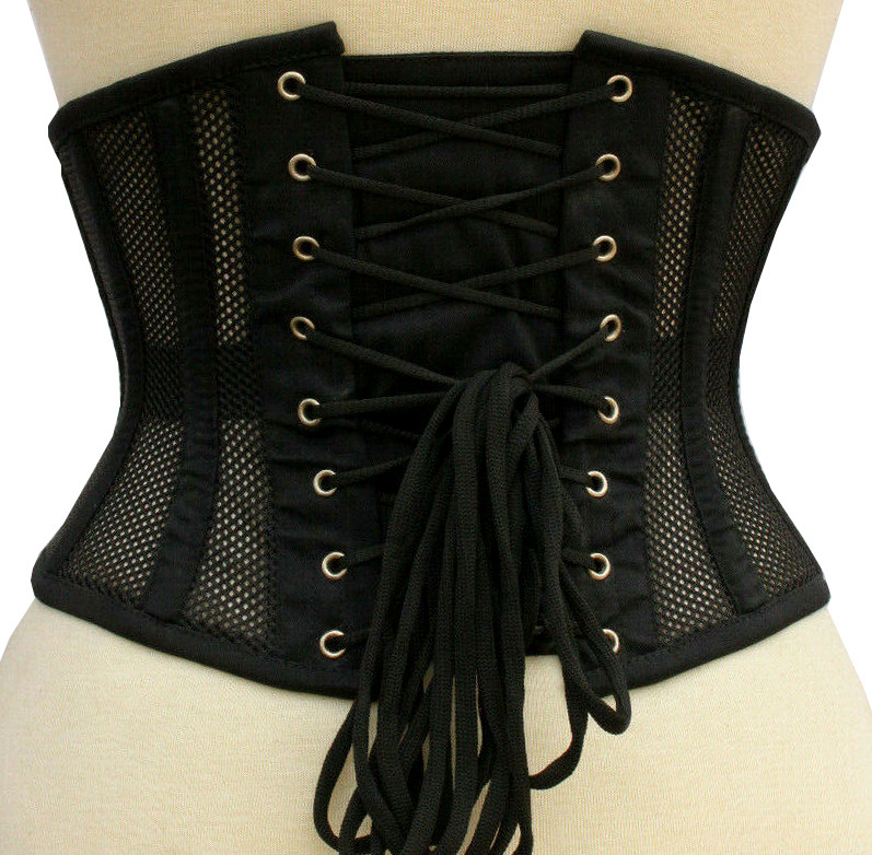 Heavy Duty Steel Boned Under Bust Cincher Hourglass Waist Training Mesh Corset