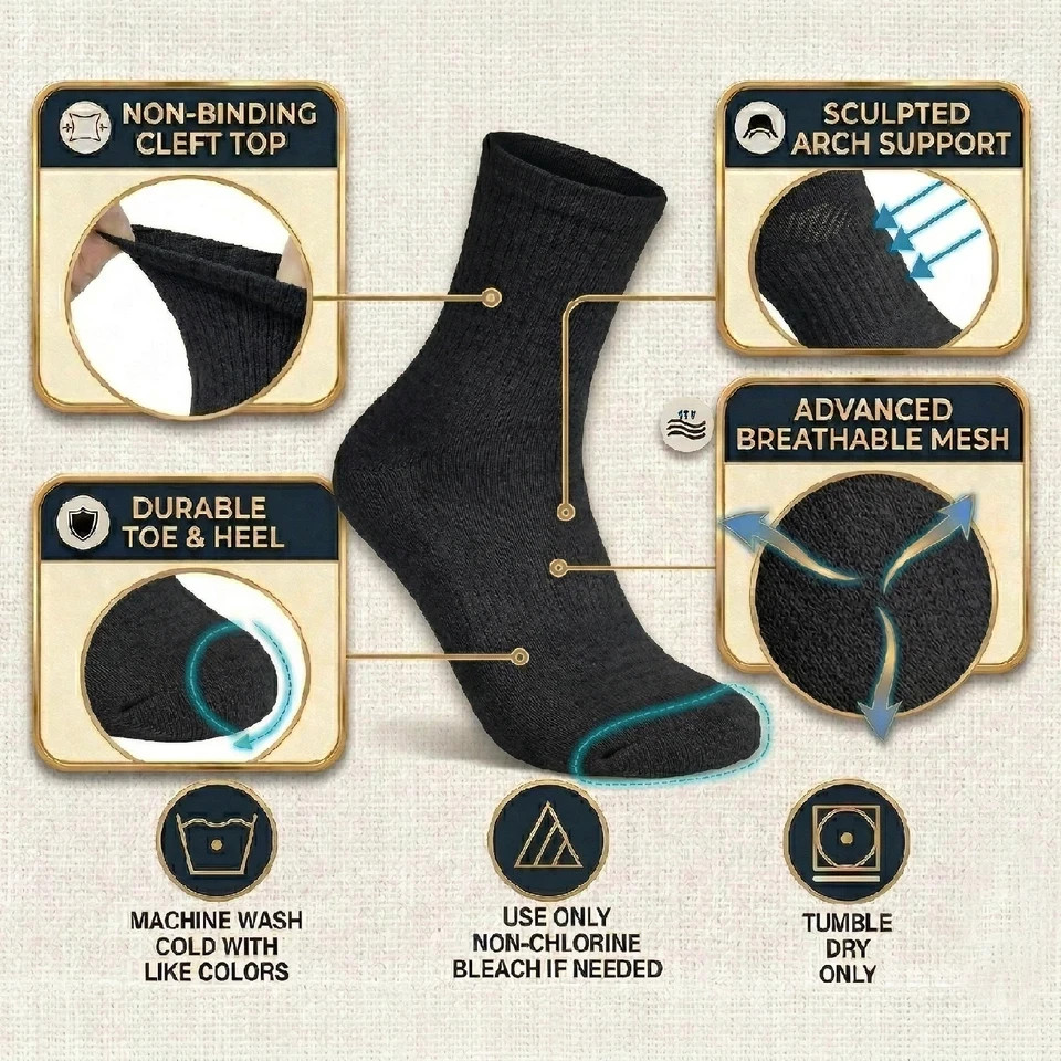 Mens Womens Physician Approved Heath Diabetic Crew Circulatory Socks Black 9-15