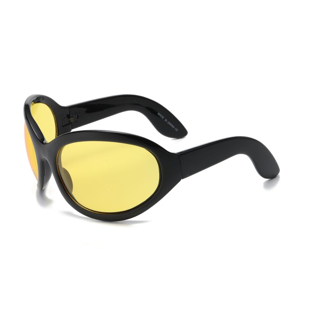 Oversized Sunglasses Blue Yellow Red Purple Lens Black Frame Wrap Around Outdoor