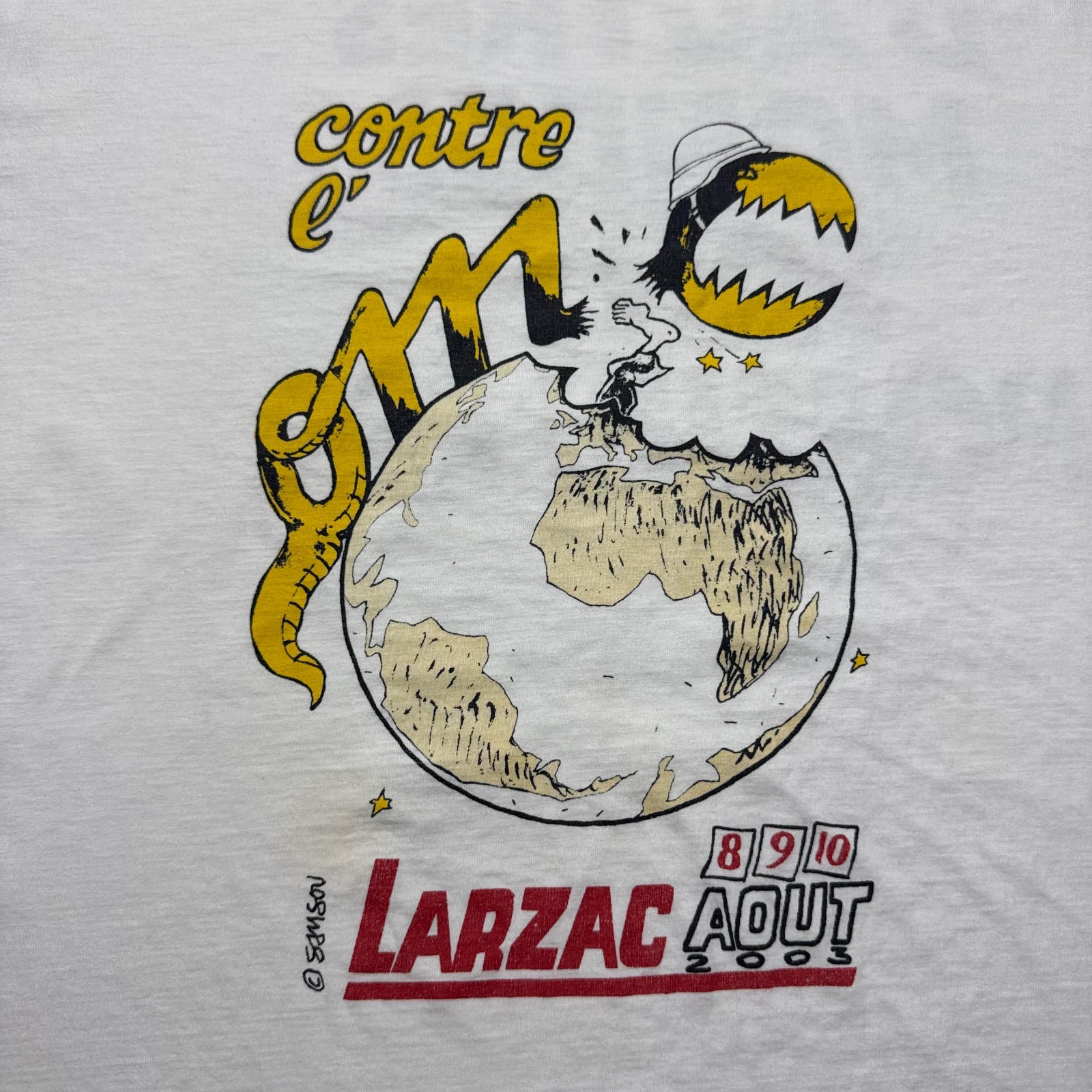 Vintage 2003 Contre Larzac D’Autres Mondes Sont Possibles Protest T-Shirt Large