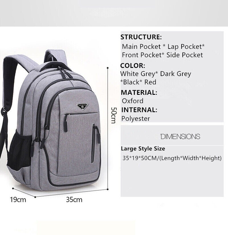 Waterproof Laptop Backpack Men School Bag Business Travel Shoulder Bag