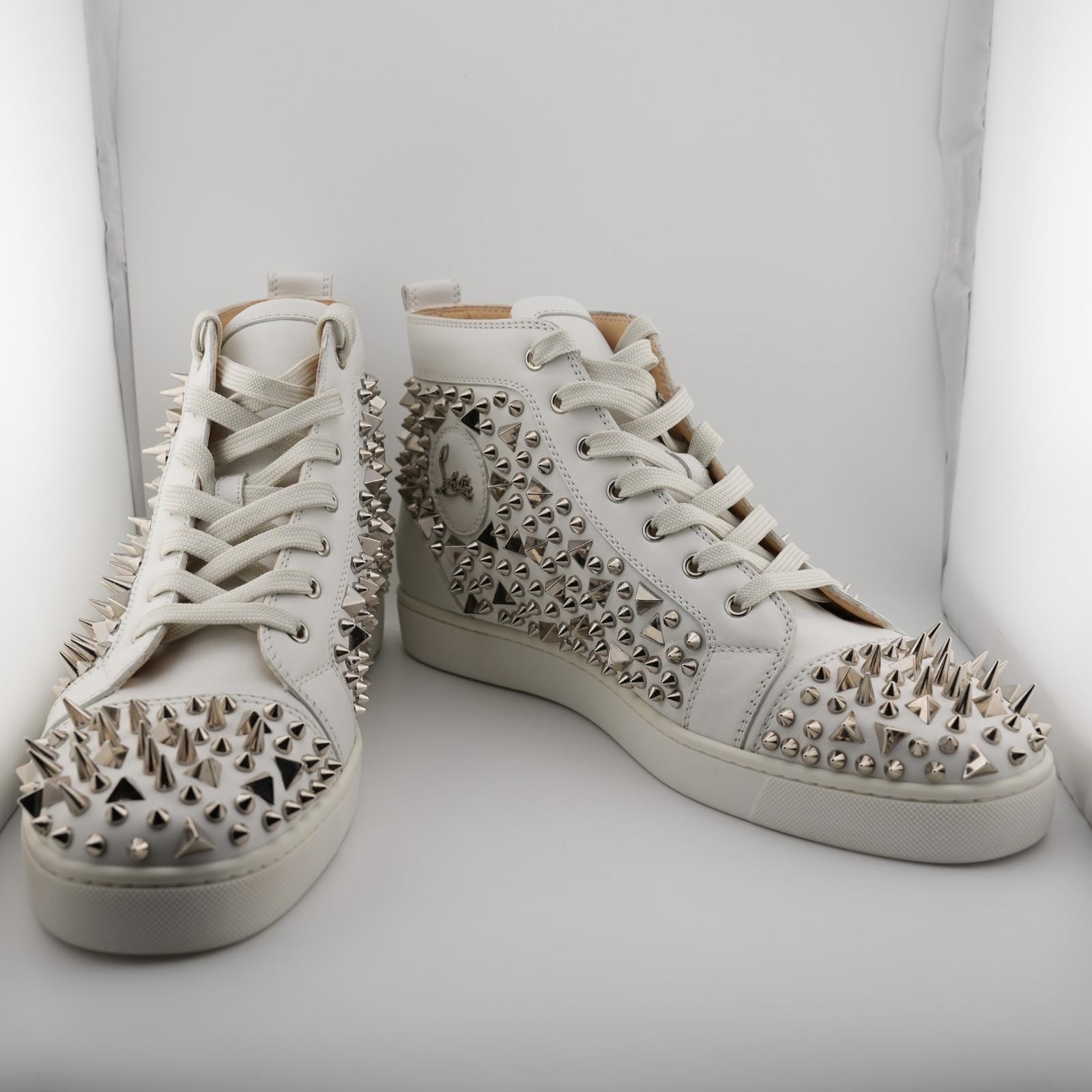 Christian Louboutin Louis Pik Pik High Top Flat Calf White Leather EU 45.5