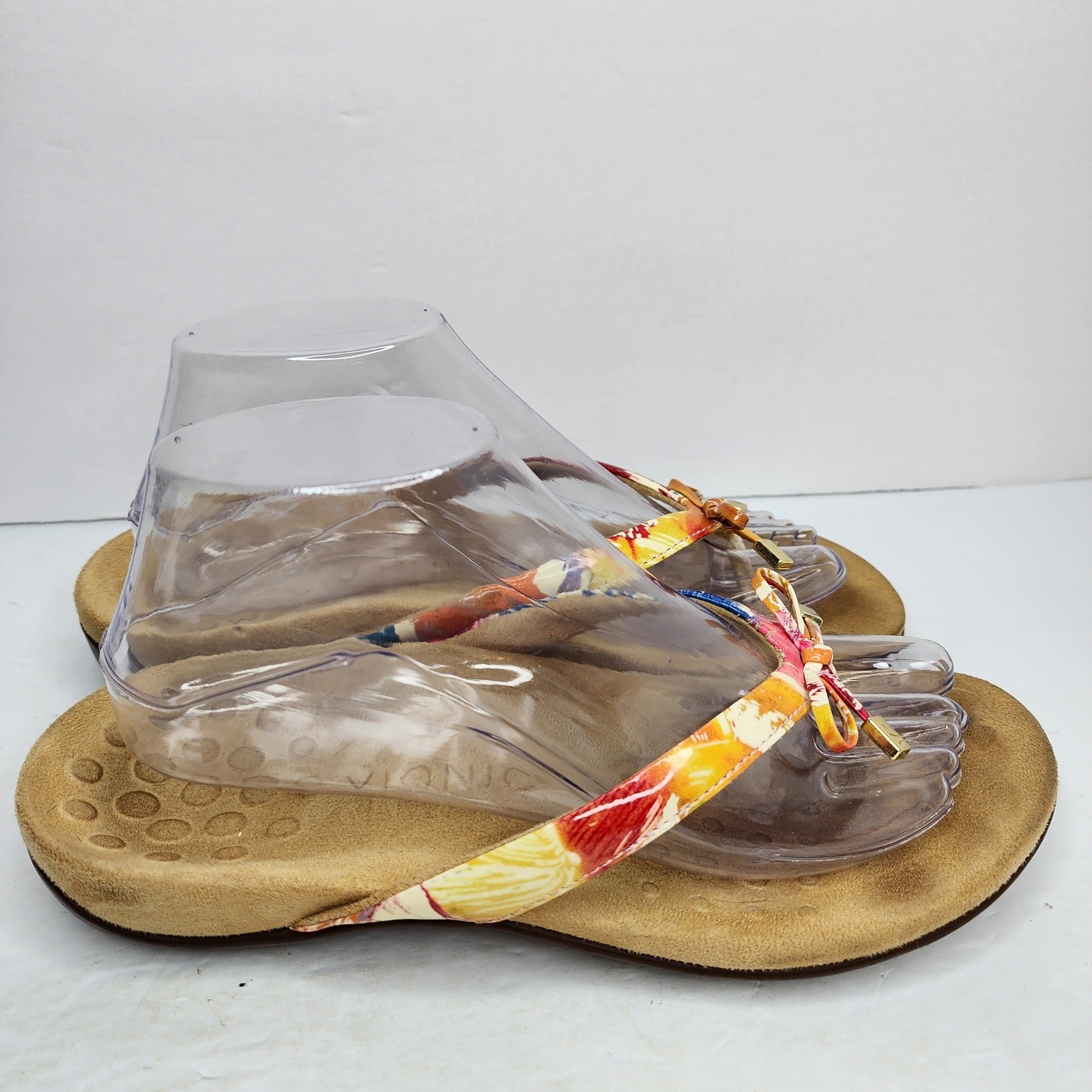 Vionic Bella II Sandal Womens 8 Multi Color Floral Orthotic Bow Flip Flop Thong
