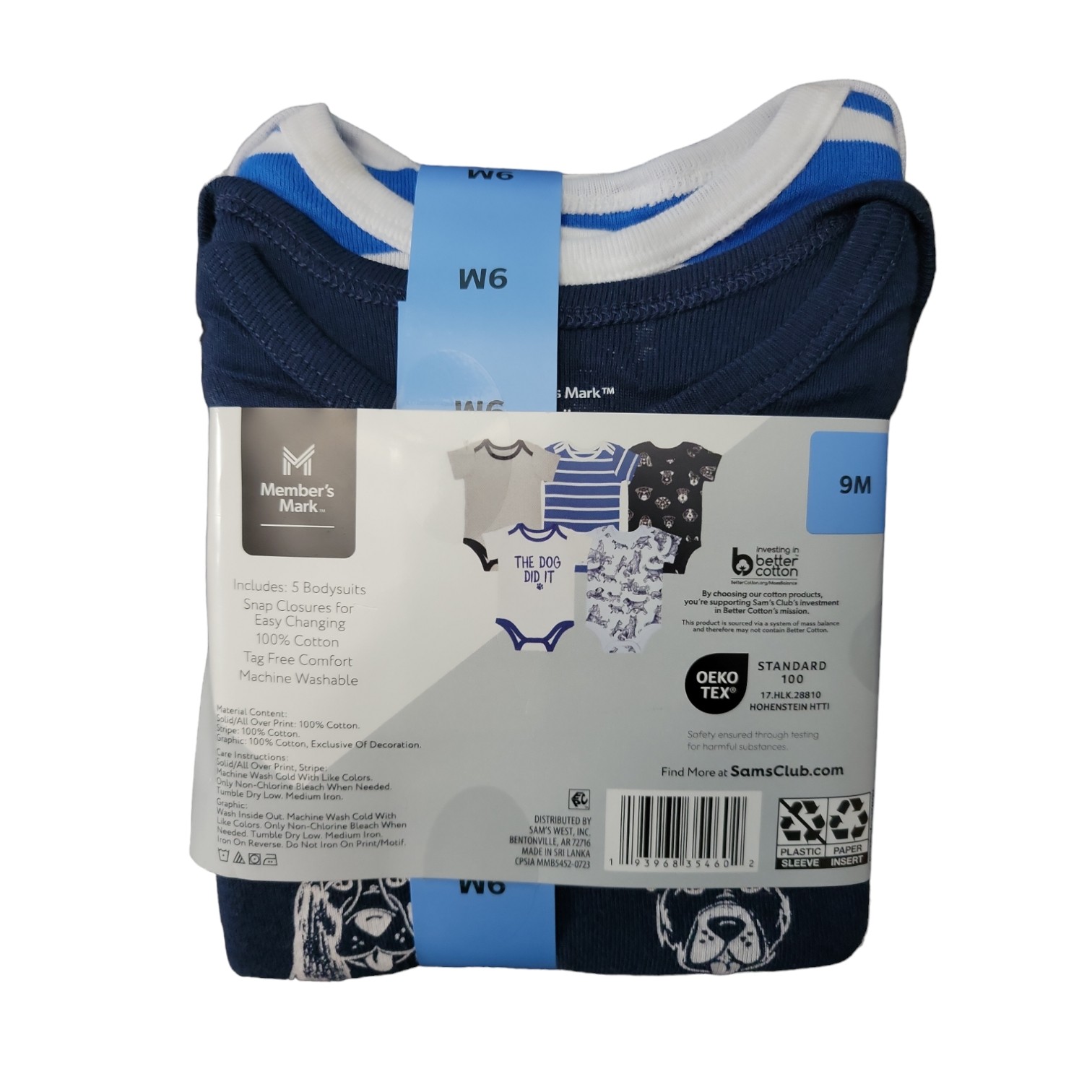 Member’s Mark Snap Closure Tag-less Short Sleeve Baby 5 Pack Bodysuits