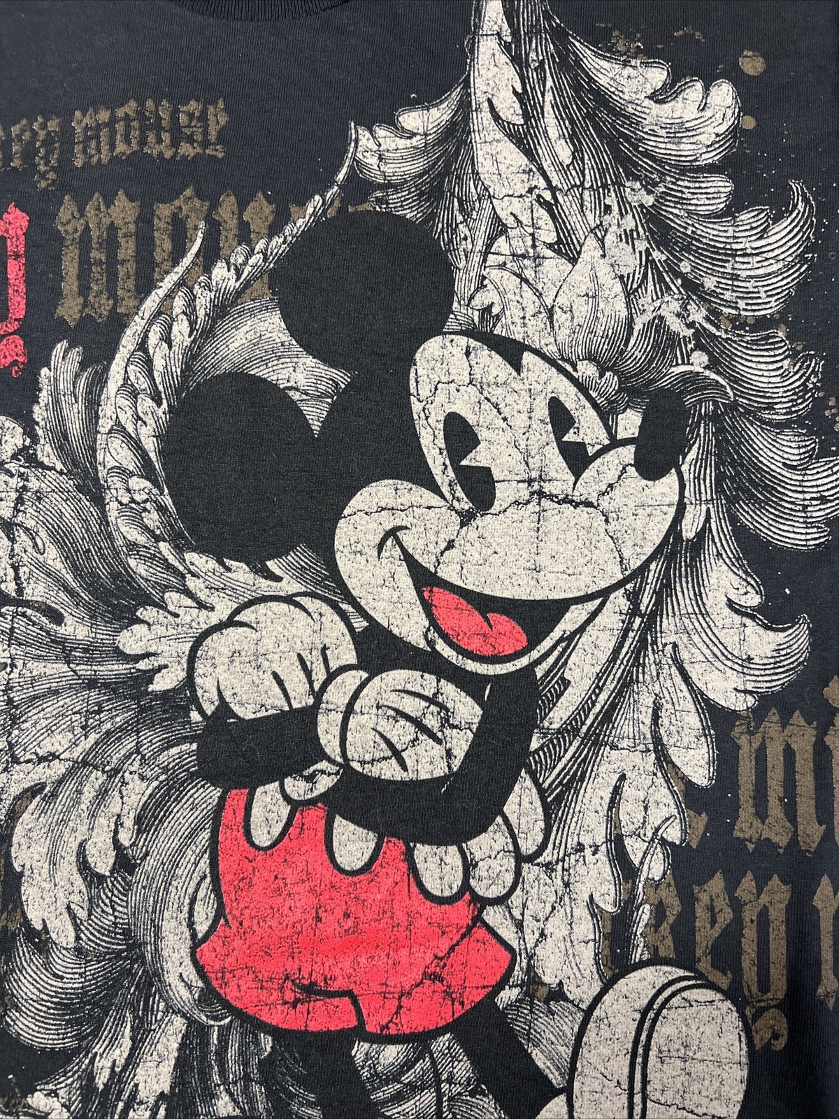 LG Disney Mickey Mouse Full Print Graphic Tee Shirt Black All Over Front Print