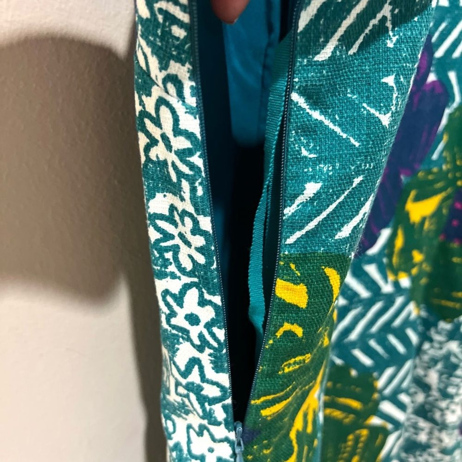 Anthropologie Vanessa Virginia Teal Blue Green Floral Embroidered Dress SZ 10