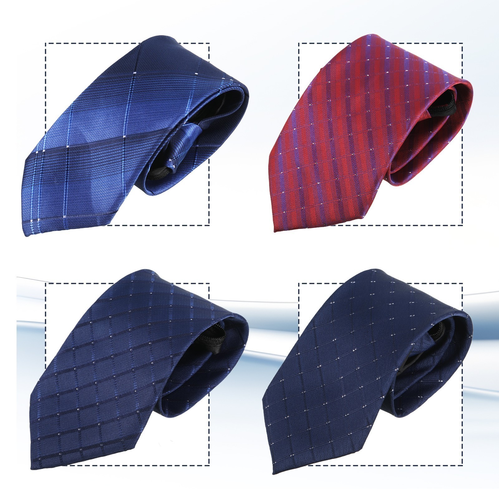 4Pcs Men’s Adjustable Black PreTied Necktie Office Zipper Neck Tie Clip On Ties