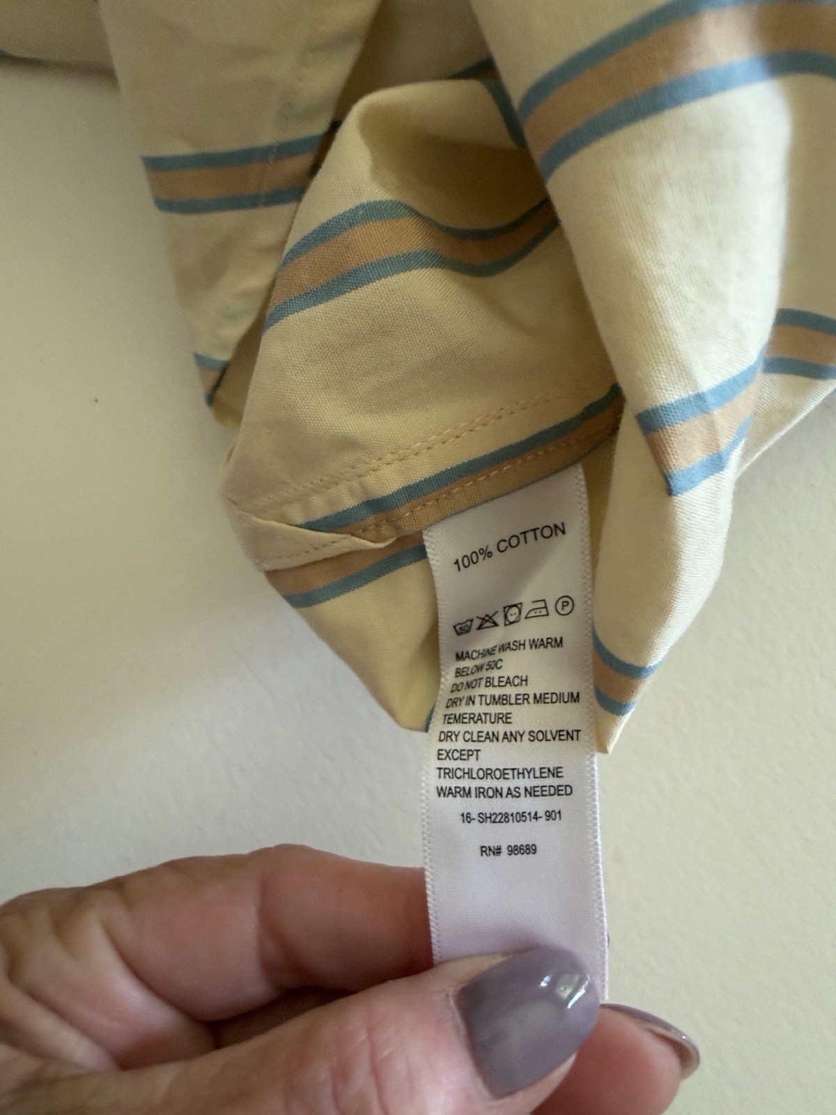 Todd Snyder Cream Khaki With Tan Stripe Dress Shirt Sz M. Box24
