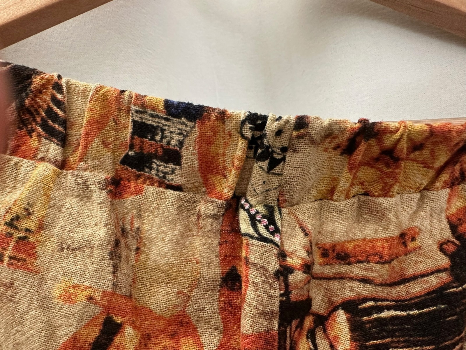 Women’s Egyptian Rose Print Capri Pants Pockets Cotton Blend Boho Pull On