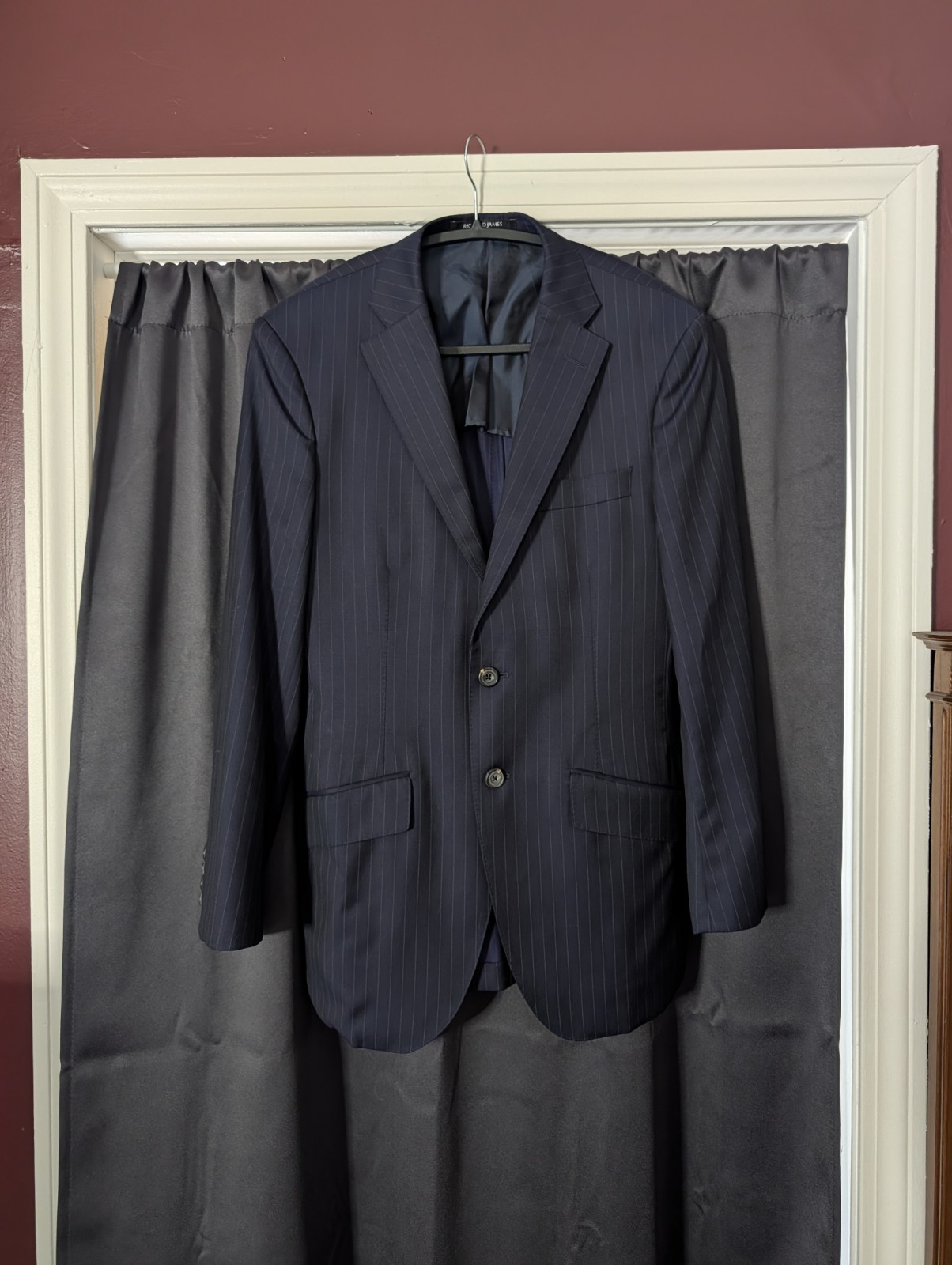 RICHARD JAMES SAVILE ROW Bespoke Blue Pinstripe Unstructured Mens Sport Coat…