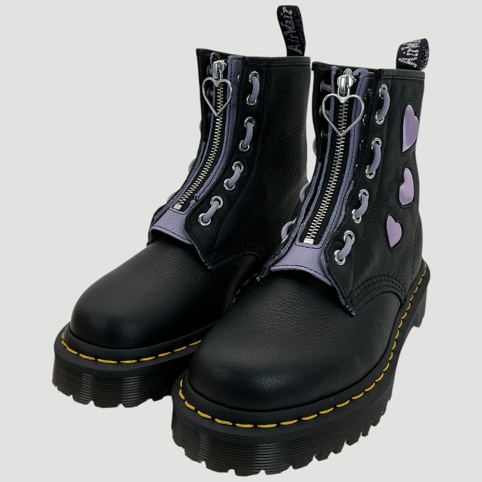 Dr. Martens 1460 8-Eye Zip Heart Women’s Size 6 Black Leather Boots NIB