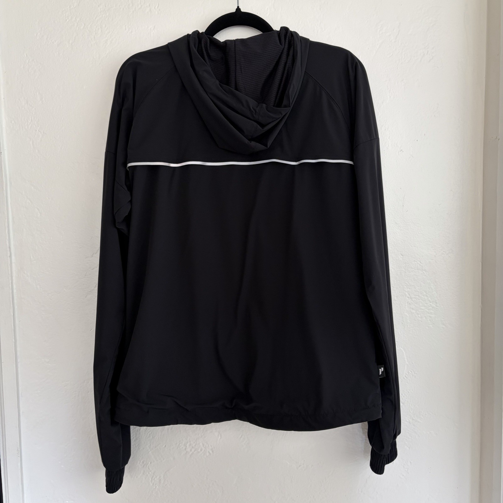1st Phorm Black Hooded Reflective Full Zip Windbreaker Jacket Pockets Size Small