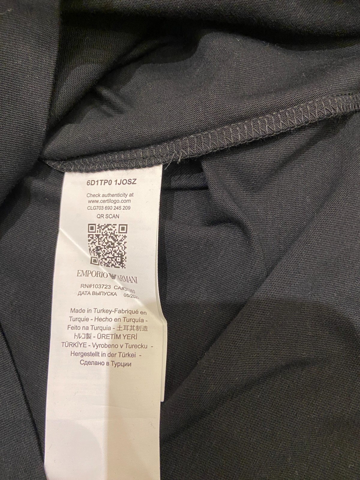 Emporio Armani Basic T-shirt Black, 6D1TP0 1JOSZ-00C1