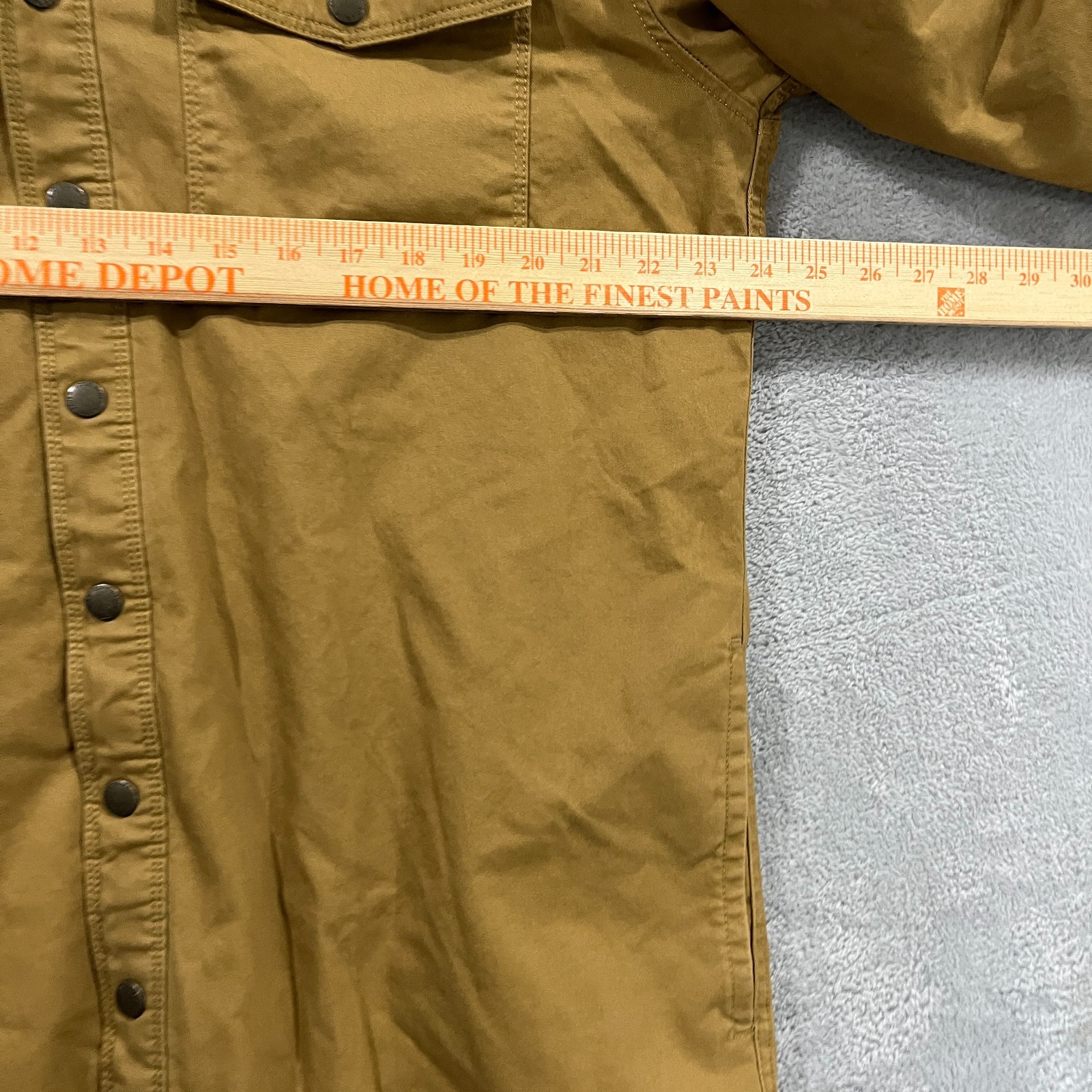 Eddie Bauer Jacket Mens Tall Large Tan Fleece Lined Shirt Shacket Snap Western