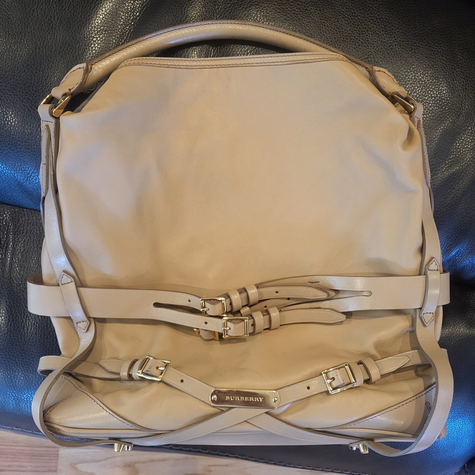 Pre-owned AUTHENTIC Burberry Prorsum Leather Bridle Gosford Hobo Shoulder Bag C+