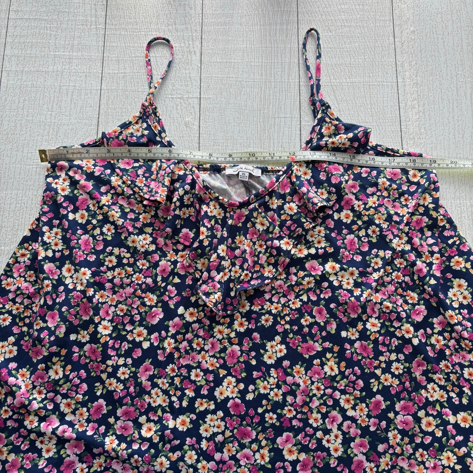White Birch Navy Blue and Floral Tank Top Size XL