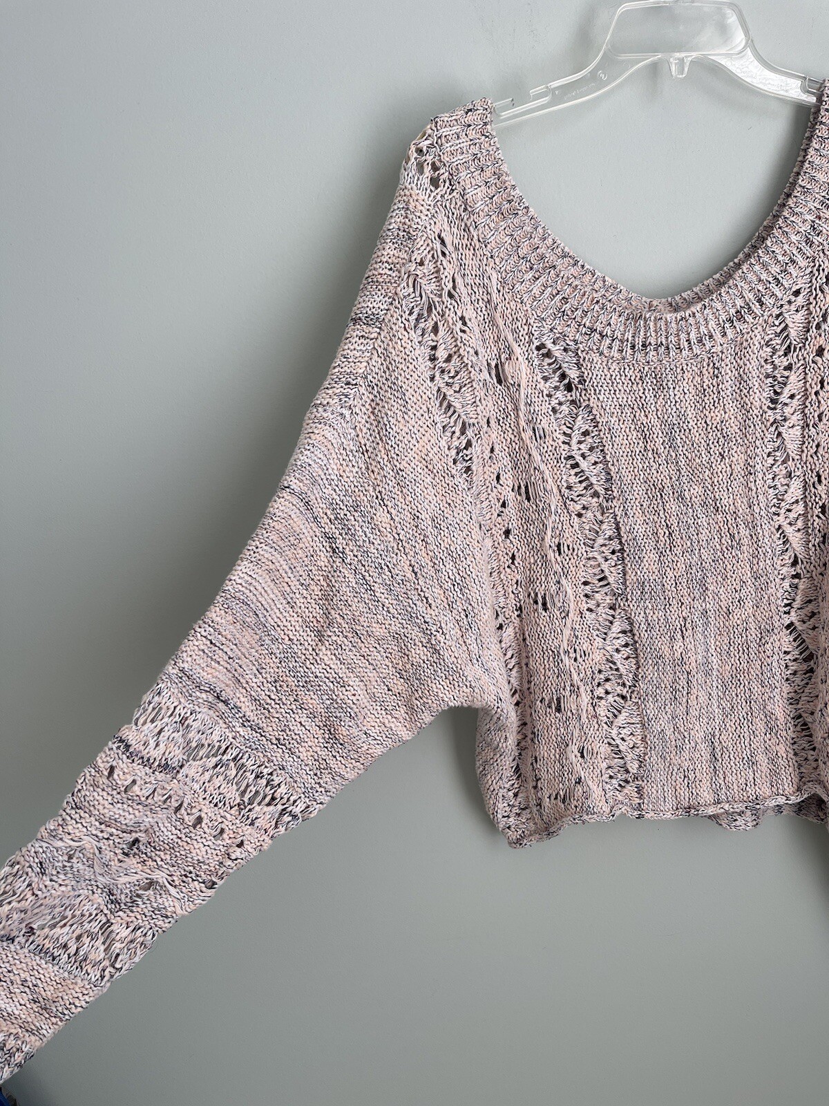 Melrose Market Pink Tropics Combo V-Neck Chunky Sweater NEW Womens Size Large
