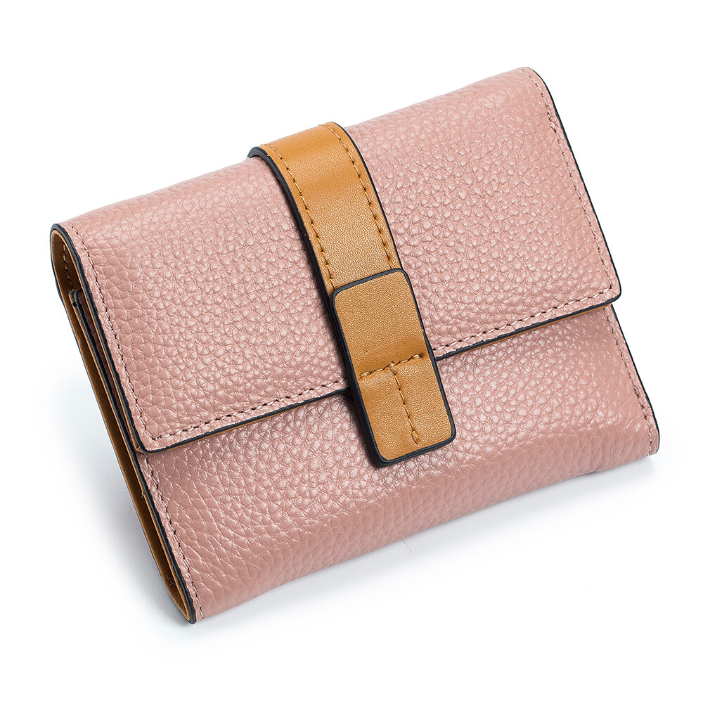 Women Trifold RFID Blocking Leather Clutch Wallet Hasp Card Holder Mini Handbag