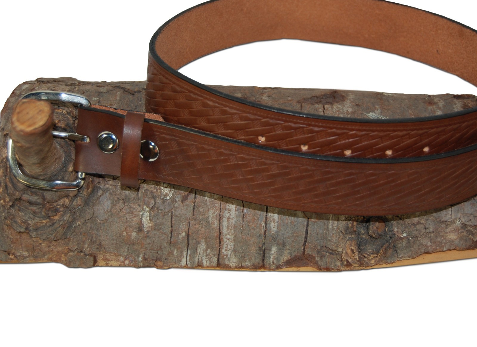 New Barsony 1 3/4″ (1.75″) Basketweave Leather Belts for Sizes 47″ – 53″